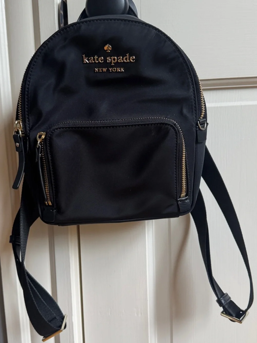 kate spade Black Mini Nylon Backpack with Gold Hardware